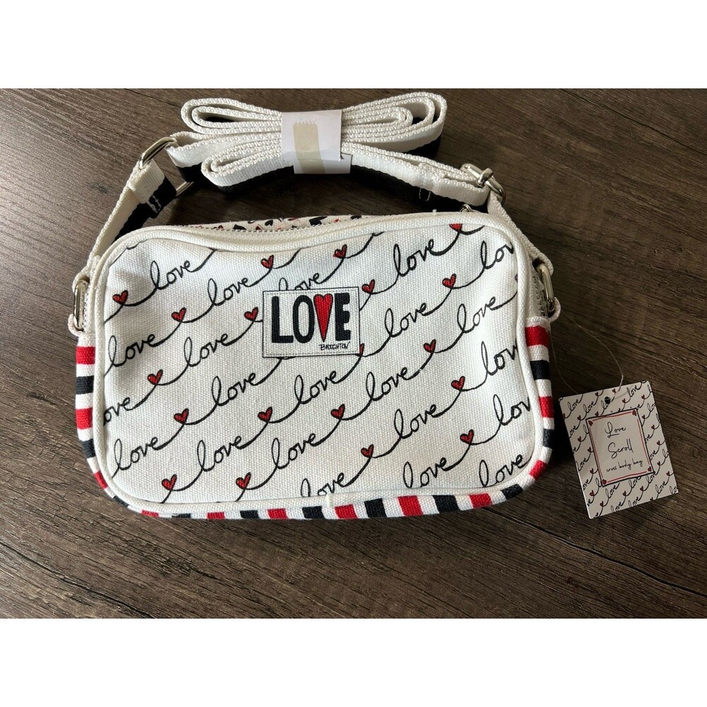 Brighton "LOVE SCROLL" Canvas Adjustable Crossbody Bag NEW